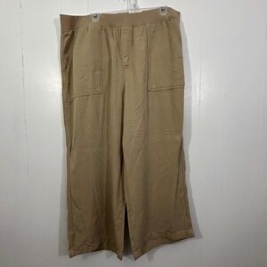 St Johns Bay Womens XXL Biscotti Tan Tencel Lyocell Wide Leg Pull On Pants